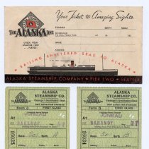 Alaska Steamship Co. Envelope w/ 2 Berth Checks, 1938